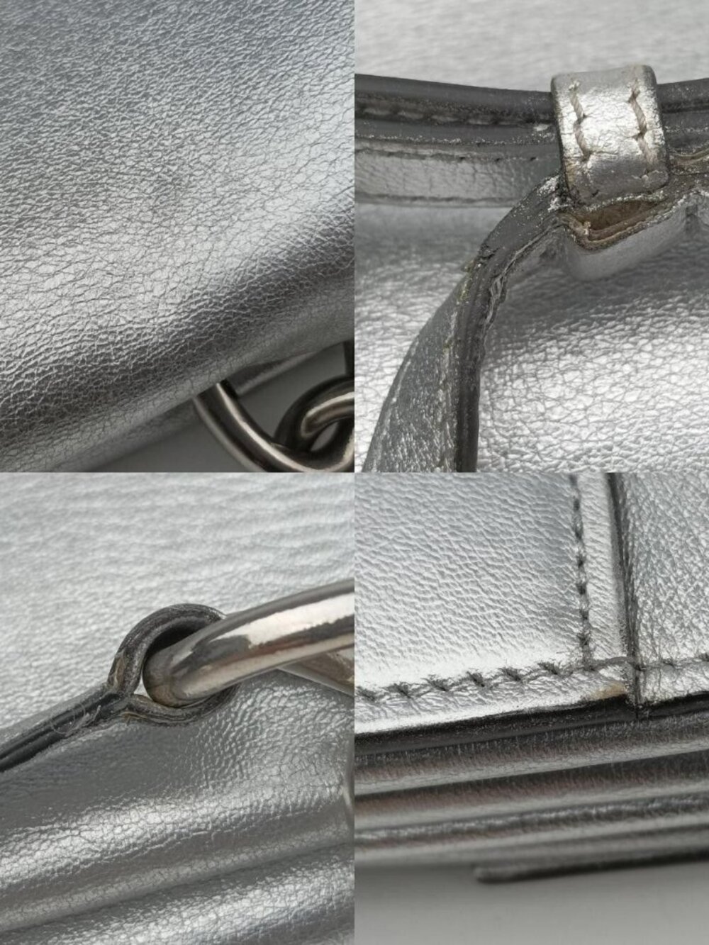 Prada Half Flap Double Silver Leather Bag 25 - Picture 14 of 16